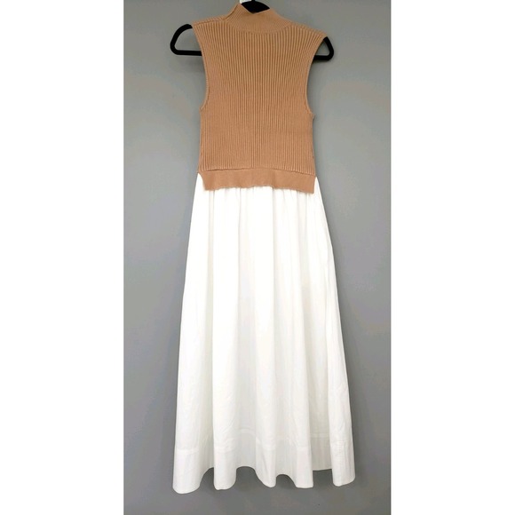 NEW English Factory white tan Turtle Neck Dress size SMALL OLD MONEY PREP office - Picture 8 of 9